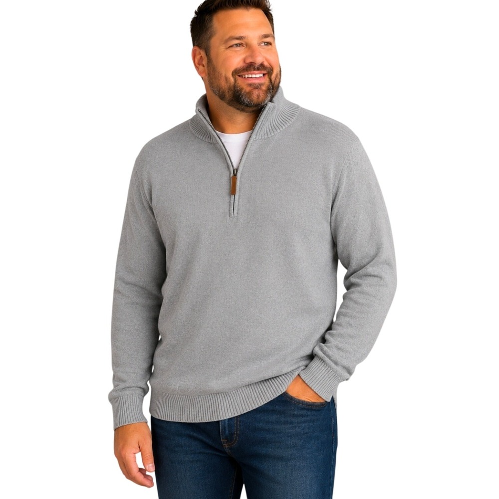 Duluth Trading Co 3XL Quarter Zip Sweater Mens Gray Workwear Casual